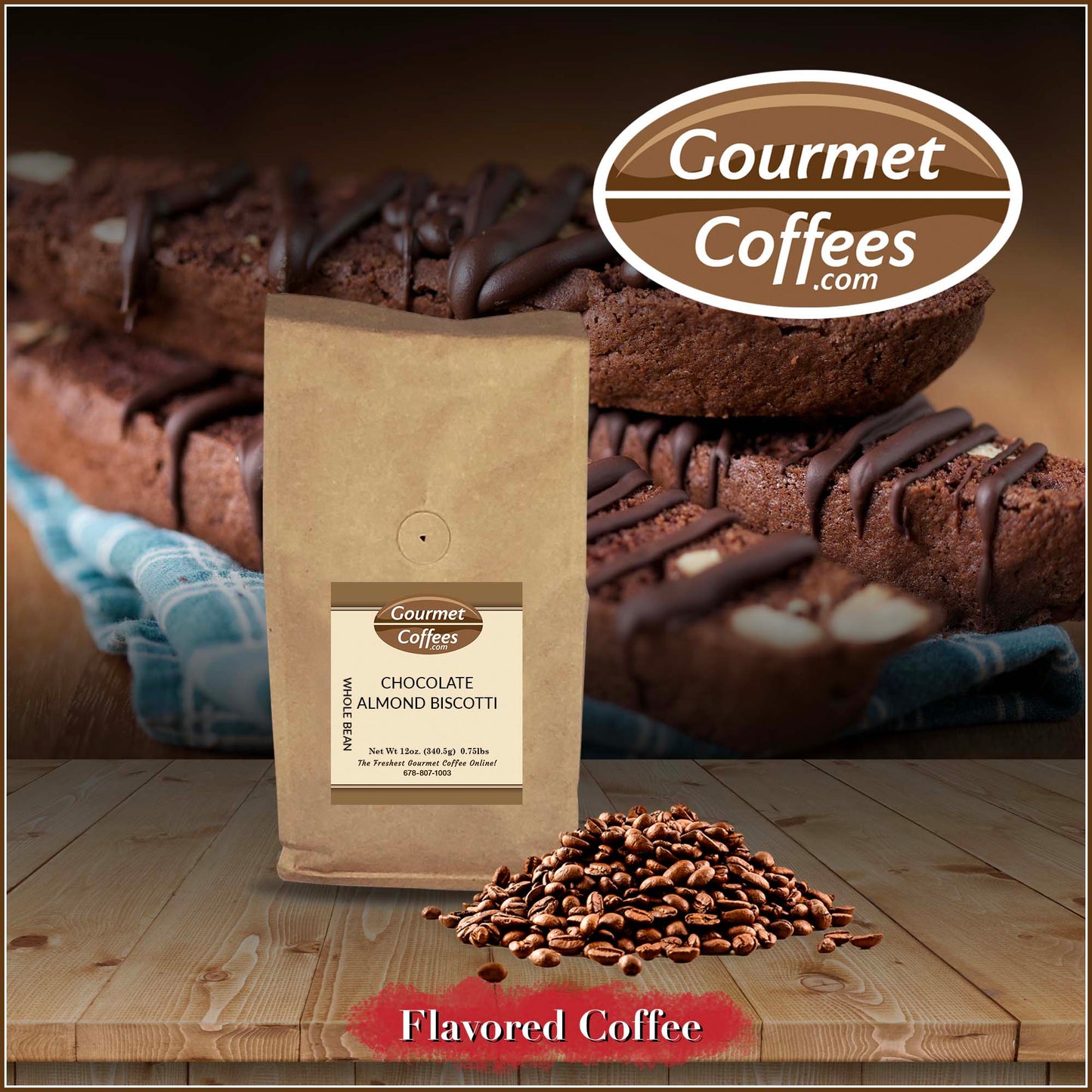 Chocolate Dipped Almond Biscotti Flavored Coffee