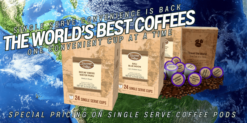 Coffee pods on a map - the worlds best coffees one convenient cup at a time.